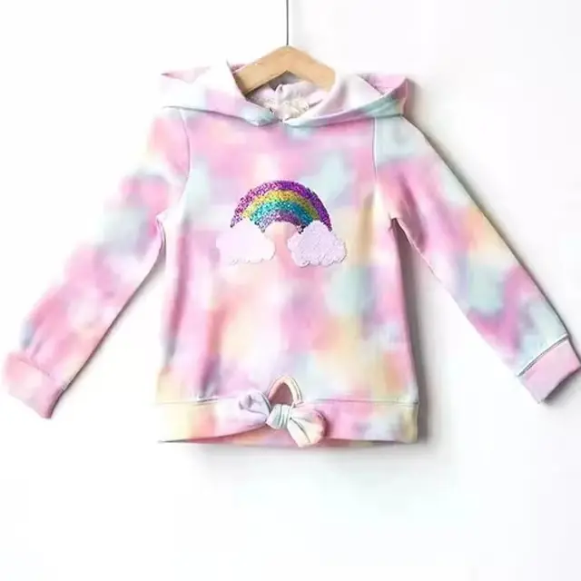 Custom Girls Tie Dye Long Sleeve Sequin Hoodie