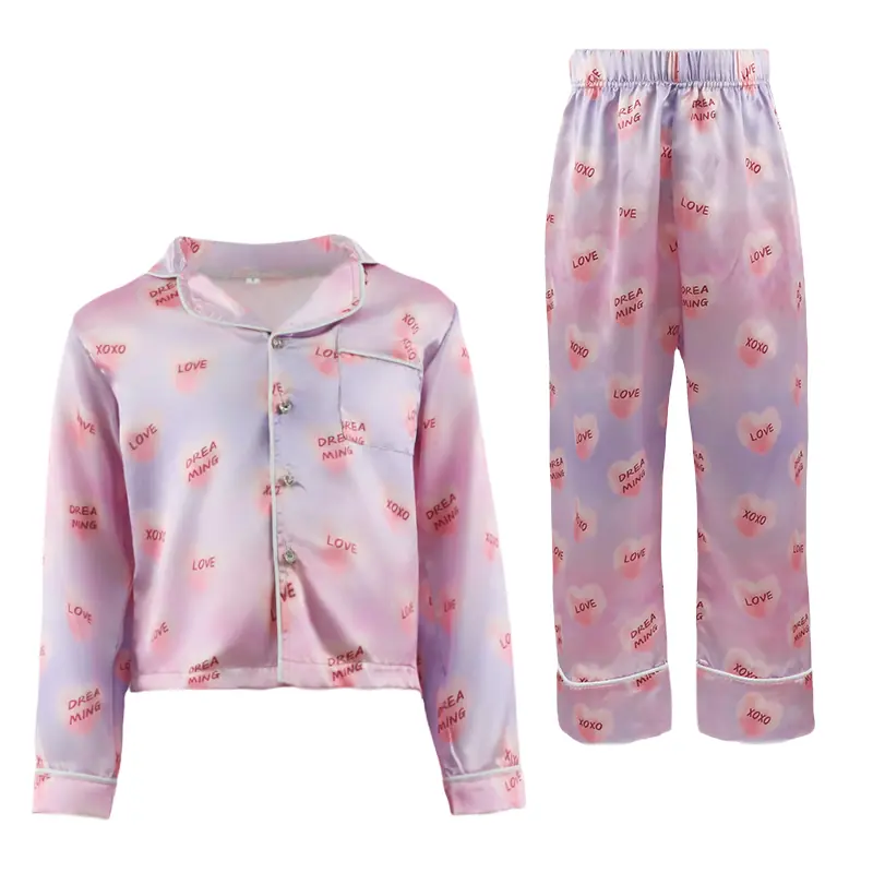 Sweetheart Cute Heart & Letter Girls' Pajama Set - Image 2
