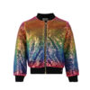 Custom Kids Gradient Sequin Jacket Round Neck Long Sleeve