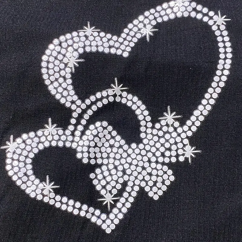 Custom Girls' Rhinestone Heart Print T-Shirt - Image 2