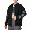 Costom Girls' Knitted Solid Star Rhinestones Hooded Sweatshirt - Image 4