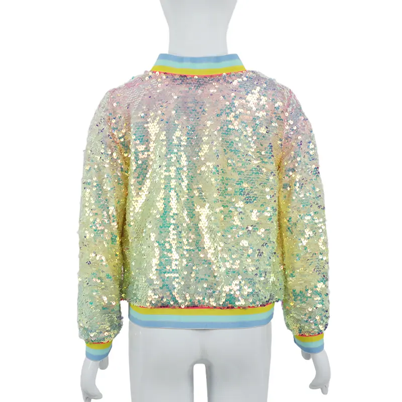 Custom Kids Colorful Sequin Jacket Pastel Glitter Bomber - Image 2