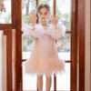 Custom Girls Sequined Tulle Dress Rainbow Color Sleeveless - Image 2