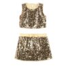 Custom Girls Clothing Set Sequined Gold Vest With Skirt - Image 3