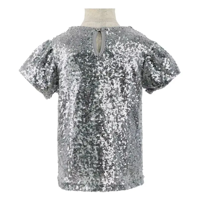 Custom Girls O-Neck sequin T-shirt - Image 2