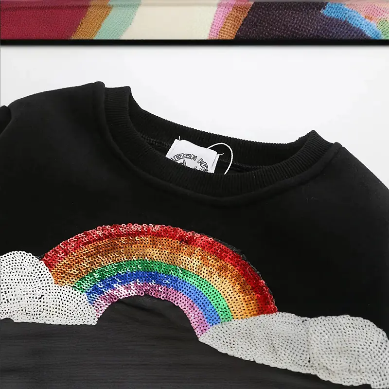 Custom Girls' Long Sleeve Sequin Sweatshirt - Image 2