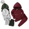 Customizable New Arrival Long Sleeve Hoodies and Pants Kids Jacquard Clothing Sets for Children Girls Body Suit