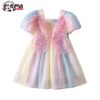 Customizable Hot Selling Chiffon Girls Dresses Children's butterfly Sequin Princess Dress for Party