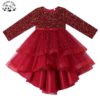 Custom Long Sleeved Trailing Sequins Mesh Poncho Girls Evening Dresses for Party Wear