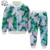 Kids Wholesale Sweat Suits Cute Fashion Design Custom Zipper up Bomber Pants Flowers Digital Printing Children's Clothing