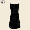 Custom Kids Girls Fashion Clothes Black Sequins Dress Girls Sling Dress