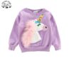 Wholesale 100% Cotton Pullover Sequin Fuzzy Unicorn Sweatshirt Girls Hoodies Sweatshirts