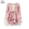 Sequins Mesh Girls Tutu Dress Princess Vintage Long Sleeve Wedding Party Birthday Tutu Dress