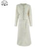 Custom Winter Party Dress Girls 2-14 Years New Trends White Sequined Long Sleeve for Kids Clothing Sets