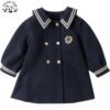 Custom Kids Girls Coats Preppy Style Cute Faux Woolen Long Sleeve Winter Warm Girls Coats