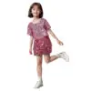 Pink Glittery Short - Sleeve Set for Girls
