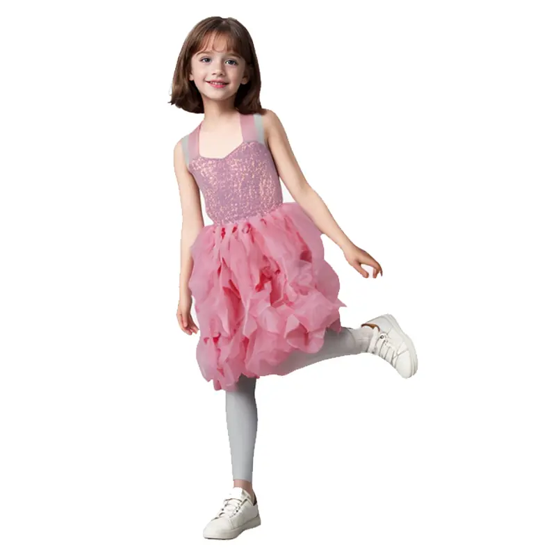 Dreamy Pink Glittery Tutu Dress for Girls