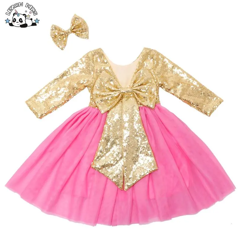High Quality Custom Latest Design Colorful Sparkle Children Clothing Princess Dress for Girls