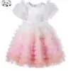 OEM Customizable Wholesale New Product Cute Color Gradient Soft Tulle Kids Princess Girl Dress