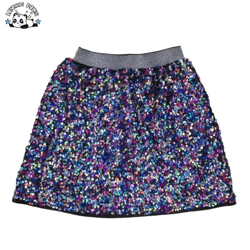 Customizable Girls Performance Dressing Girls Colorful Sequin Clothing Fashion Girls Sequin Skirt
