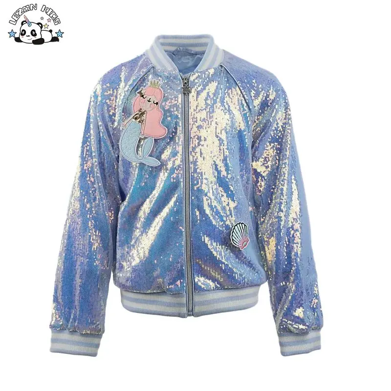 Customized Color Jacket Clothing Kids Girls Sequin Bomber Jacket for Girls and Boys