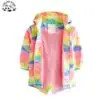 Customizable OEM Stylish Kids Water Resistant Colorful Printed Zipper Jacket Cargo Jacket for Girls