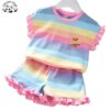 Wholesale High Quality Custom Colorful Flower Printing Girls Clothing Sets Casual for Summer