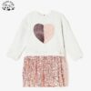 OEM Customizable American Style Smocked  Dress Children Sequin Mesh Long Sleeve Dress for Girls
