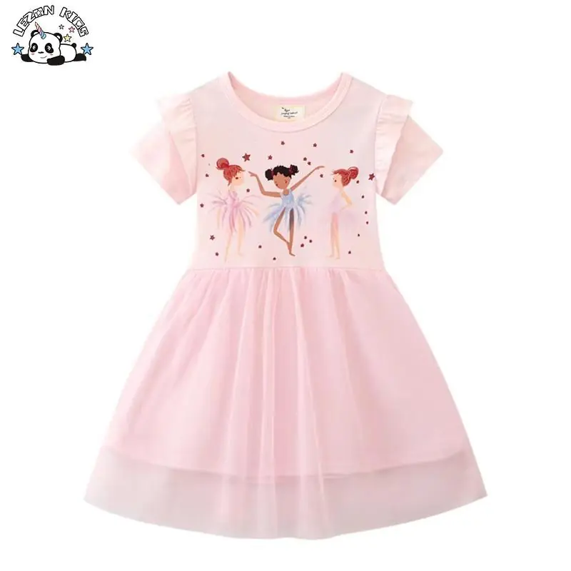 Customizable New Fashion Printed Cartoon Design Baby Girl Dress Boutique Princess Tulle Girls Dress