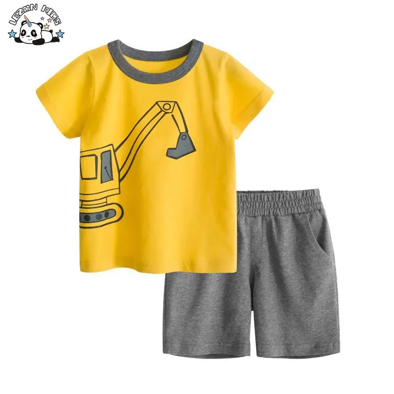 Customizable Summer Baby Boys Suit T-shirt&Short Two-piece Set Cotton Breathable Boy's Clothing