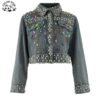 America Street Wear Trendy Custom Beading Embellished Denim Jacket Big Kids Girls Jeans Jacket