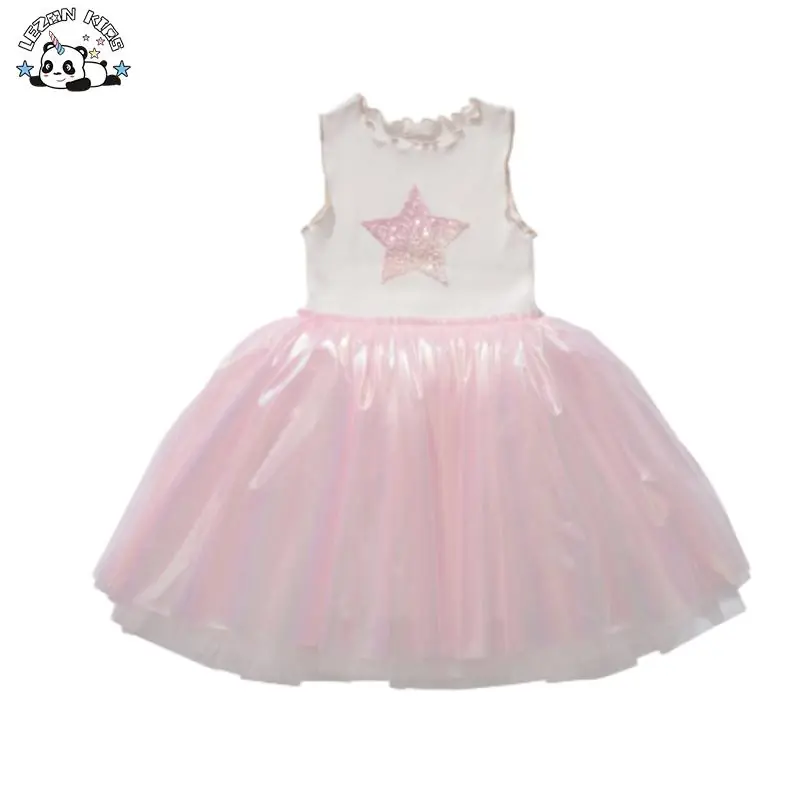 Girls Summer Sleeveless Metallic Tulle Dress Girls Tulle Dress