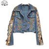 Customization European Rivet Decoration Colorful Gems Denim Jacket Kids Sequin Jean Jacket
