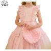 ODM Customized Logo Pink Tulle Dress Girls Sleeveless Ruffled Layered Formal Party Dress