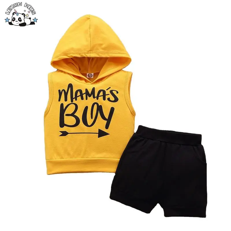 Factory Direct Price Sleeveless Hoodie Pullover Shorts Boys Clothing Sets for 4 to 12 Years Old