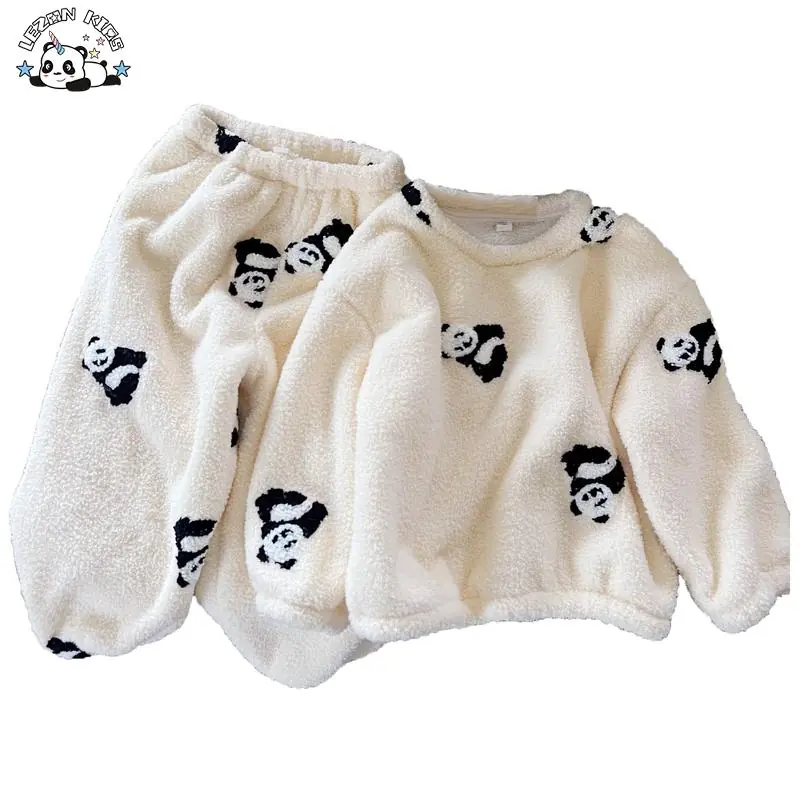 Customizable Wholesale Kids Sleepwear Velvet Pajamas Sets Child Pajama Sets Panda Kids Pajamas