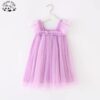 ODM Custom Tulle Princess Dress Baby Girls Solid Pattern Ruffle Decoration Summer Woolen Fabric Dress