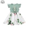 Customizable Summer Fall Floral Casual Sleeveless Ruffle Sundress Mini Design Lace Decoration Girl Dress