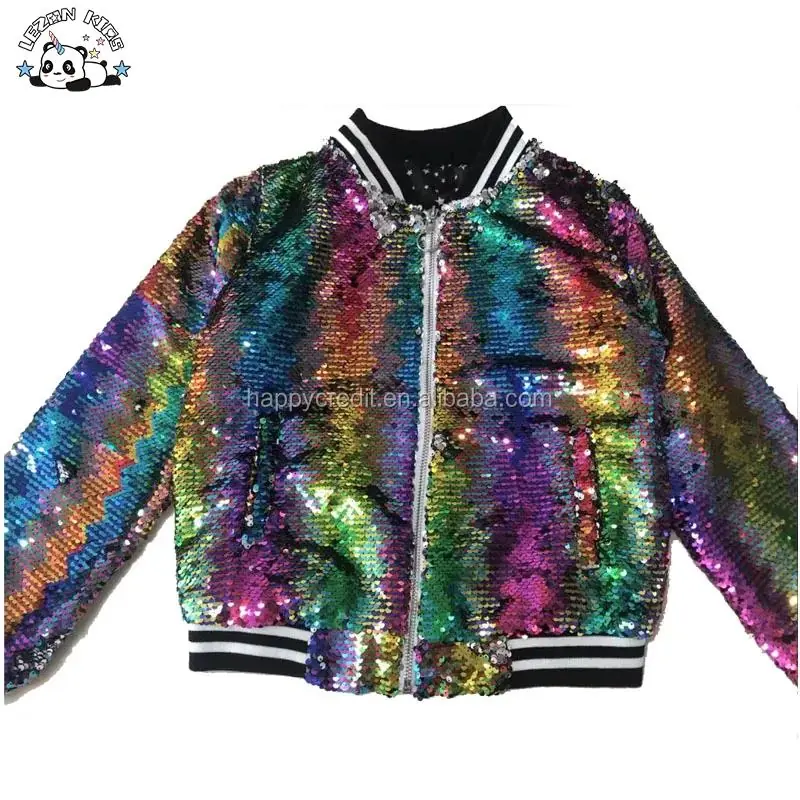 Custom Kids Jean Sequin Blue Denim Jacket for Girls in Spring and Autumn for Girls Jacket in Autumn