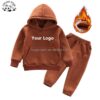 New Trendy Wholesale High Quality Custom Made Logo Toddler Jogger Fleece 2 Pieces Clothing Kids Boys Set