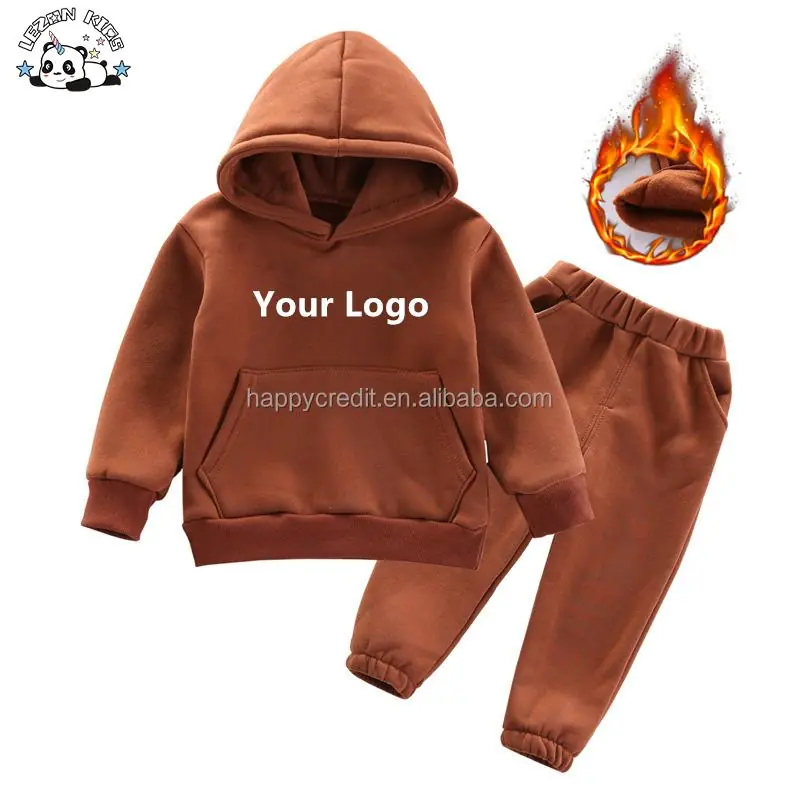 New Trendy Wholesale High Quality Custom Made Logo Toddler Jogger Fleece 2 Pieces Clothing Kids Boys Set