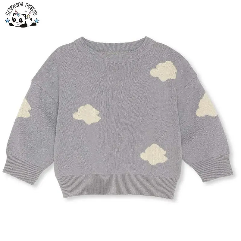 Girl's Long Pullover 2-Piece Sweater Set Hand Knitted Cotton Wool Winter Autumn Pattern Decoration Soft Knitted Clothing