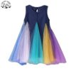 New Fashion Summer Rainbow Dress Casual Dresses SleeveLess Kids Dresses  for 2-14 Years