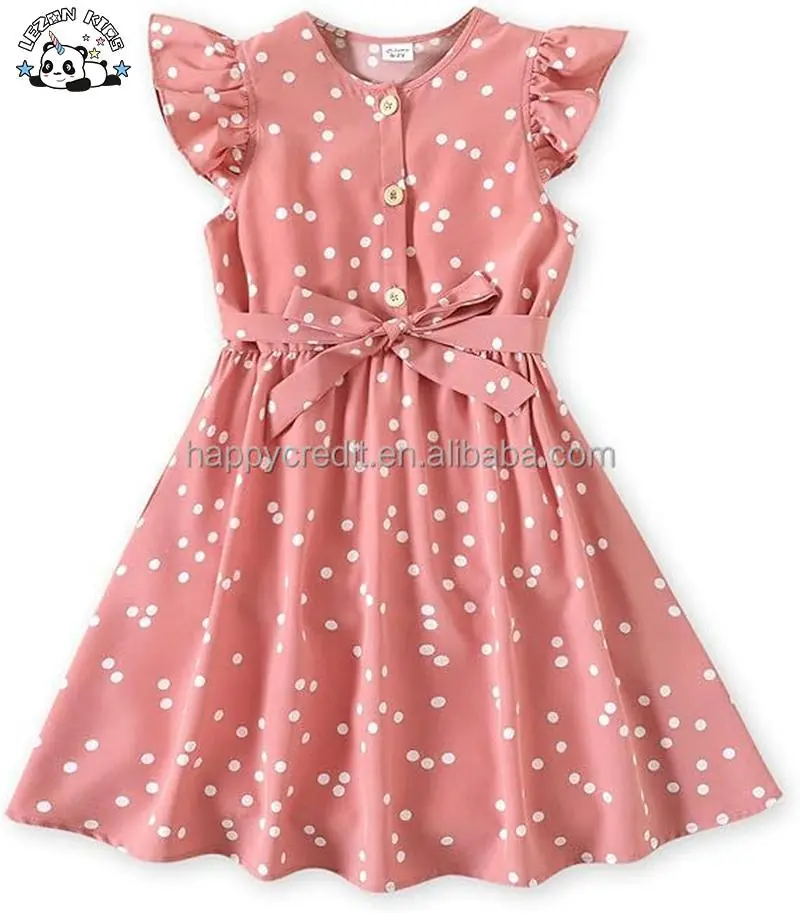 Customizable Girls' Sleeveless Floral Print Princess Tutu Dress Casual Party Wear Summer Season Flowers Ruffles Button Dress