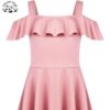 New Customization Pure Sweet pink Long Frock Little Princess Kids Satin Dress for Valentine's Day