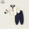 Customizable 100% Cotton Boys Sport Casual Long Sleeve Outfits Kids Clothing Sets for Boys