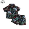 Summer Vacation Holiday Style Floral Polo Shirt and Shorts 2pcs Children Boys Clothing Set