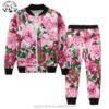 Kids Wholesale Sweat Suits Cute Fashion Design Custom Zipper up Bomber Pants Flowers Digital Printing Children's Clothing - Image 2