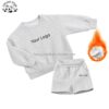 Wholesale Casual Luxury Customize logo Fleece Sweatsuit Shorts Boy Set Kids Clothing Girls Outfits - Image 2