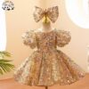 Shiny Children's Poncho Dress Little Girl Flower Child Wedding Bubble Sleeve Princess Dress Sequins Baby's 12 Month Dress - Image 2